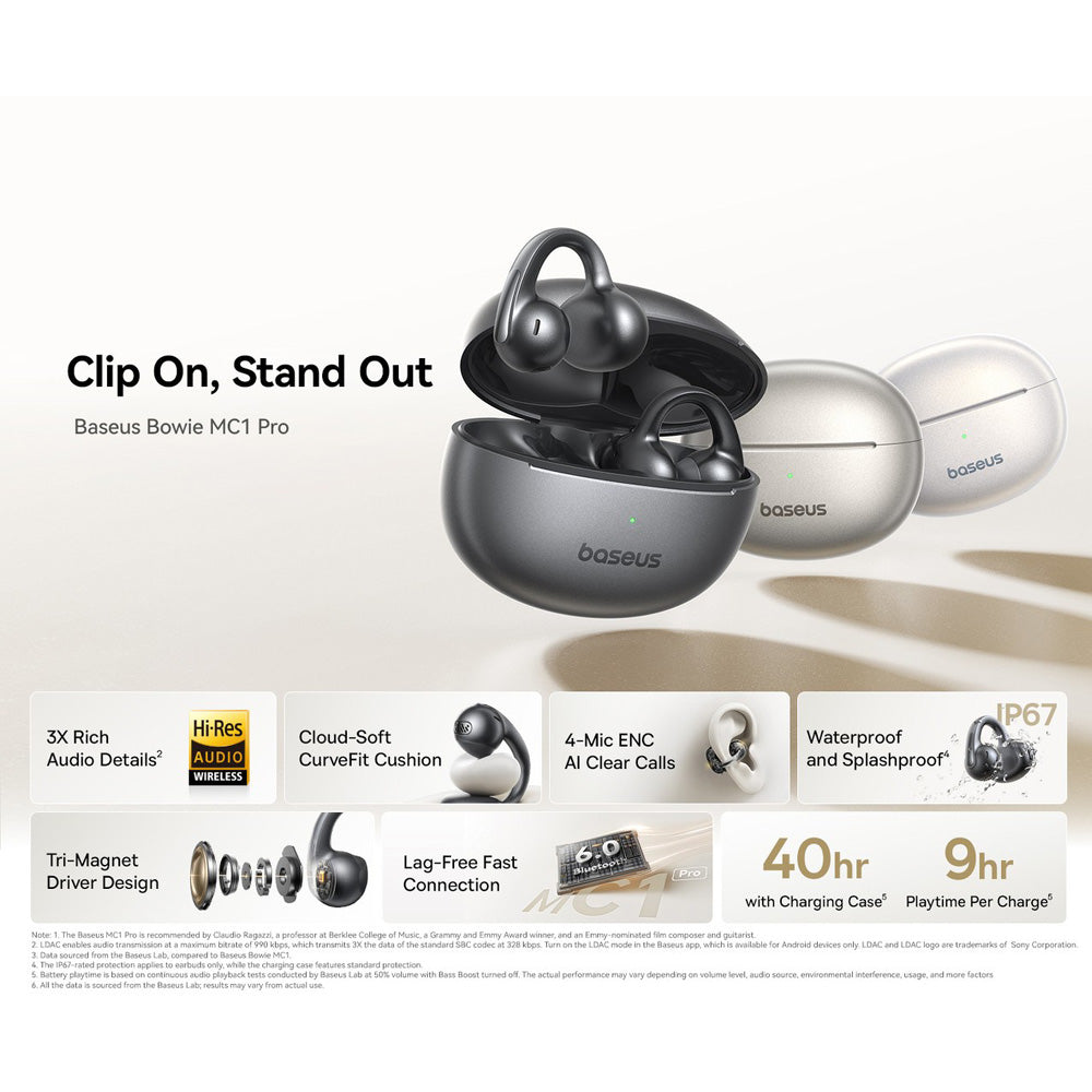 Baseus Bowie MC1 Pro Open-ear Earbuds - Black