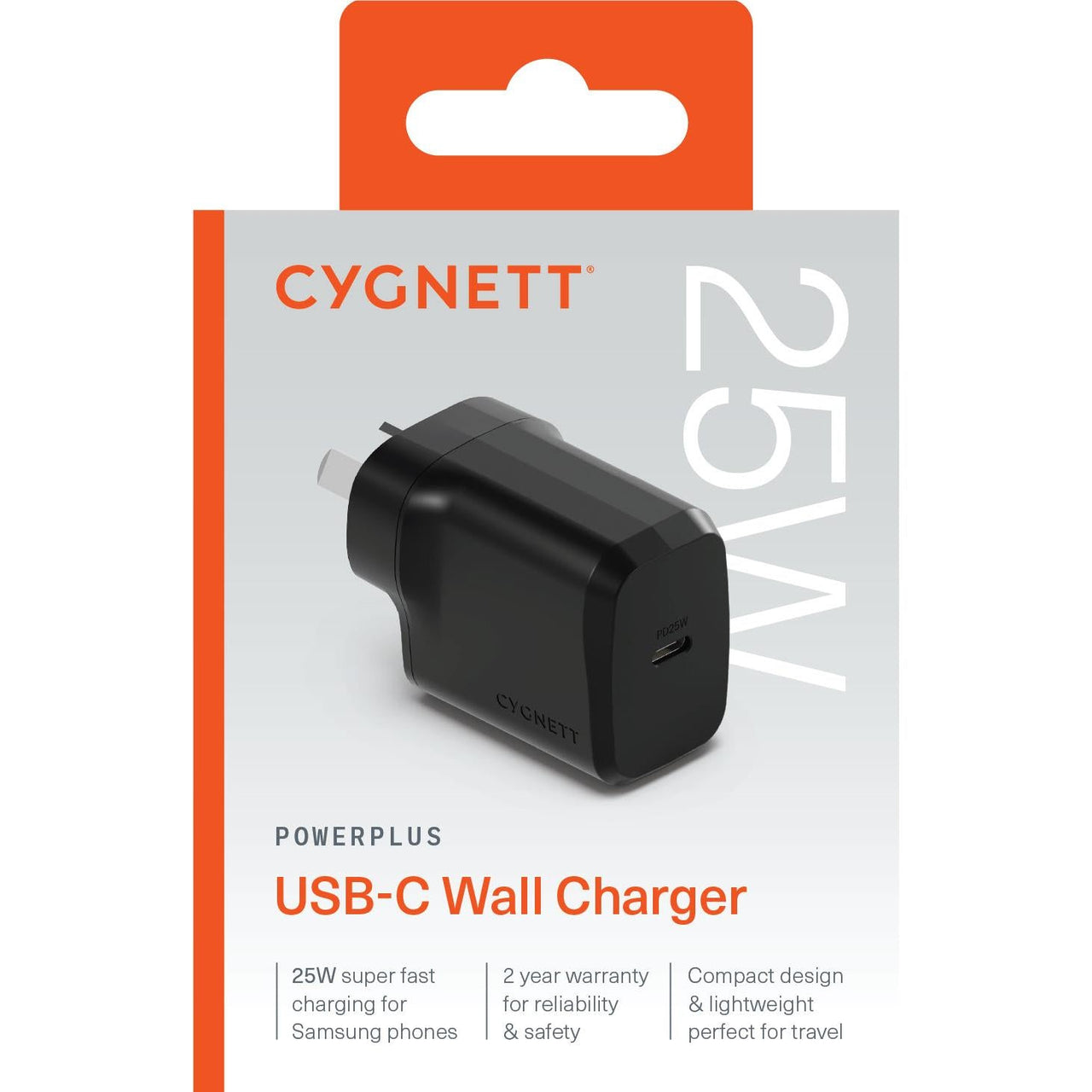 Cygnett Powerplus 25W USB-C Wall Charger - Black