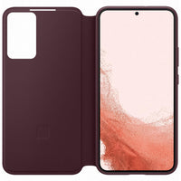 Thumbnail for Samsung Smart Clear View Cover Flip Case for Galaxy S22+ - Burgundy