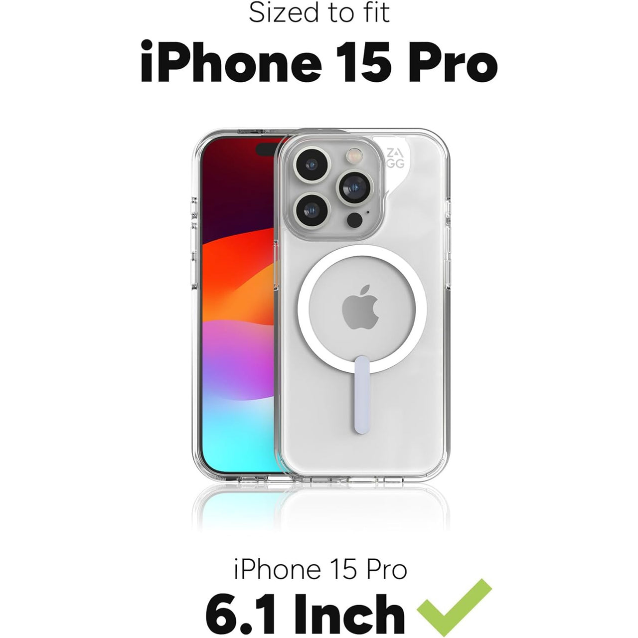 ZAGG Crystal Palace Snap Case with MagSafe for iPhone 15 Pro 6.1" - Clear