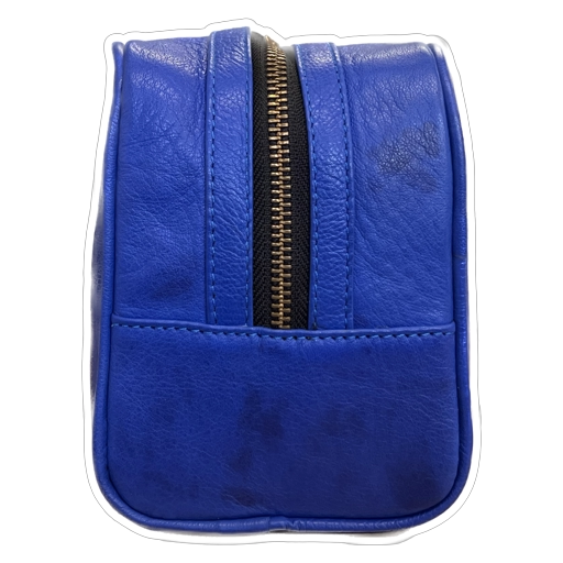 Leather United Unisex Dopp Toiletry Kit Bag - Blue (Genuine Leather)