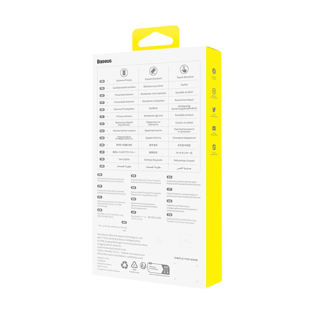 Baseus Diamond Series Privacy Protection All-Tempered-Glass For iPhone 13 Pro Max / 14 Plus