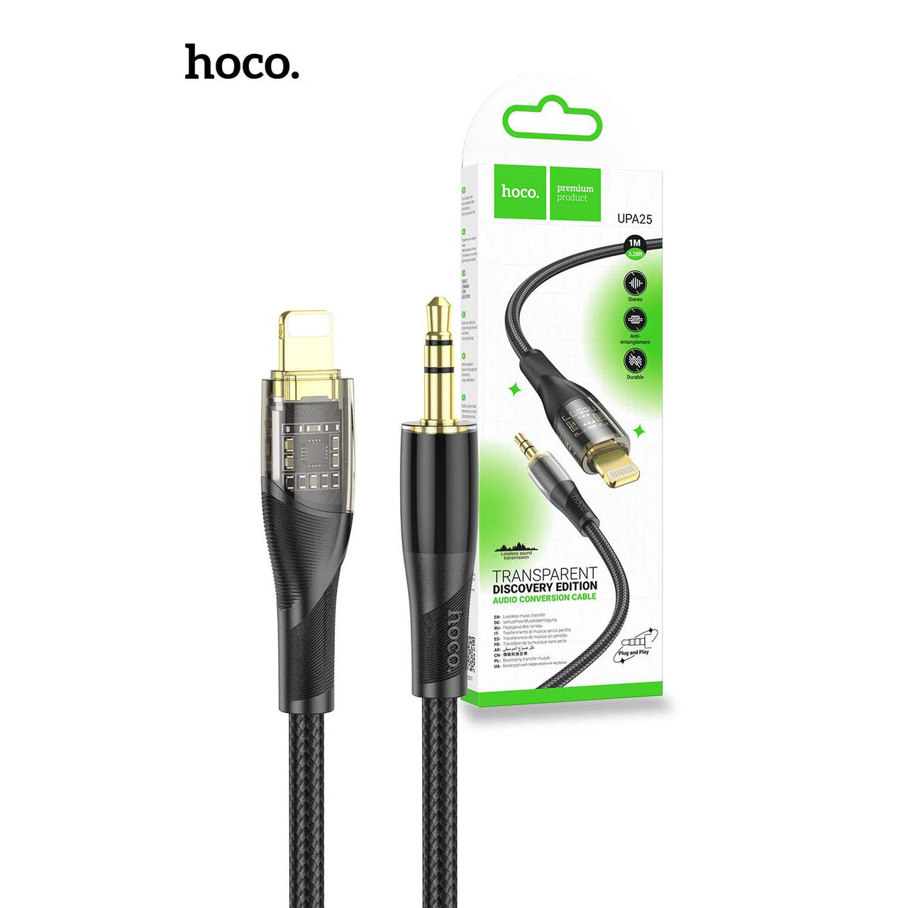 Hoco Lightning to 3.5mm AUX Audio Adapter Cable - Black