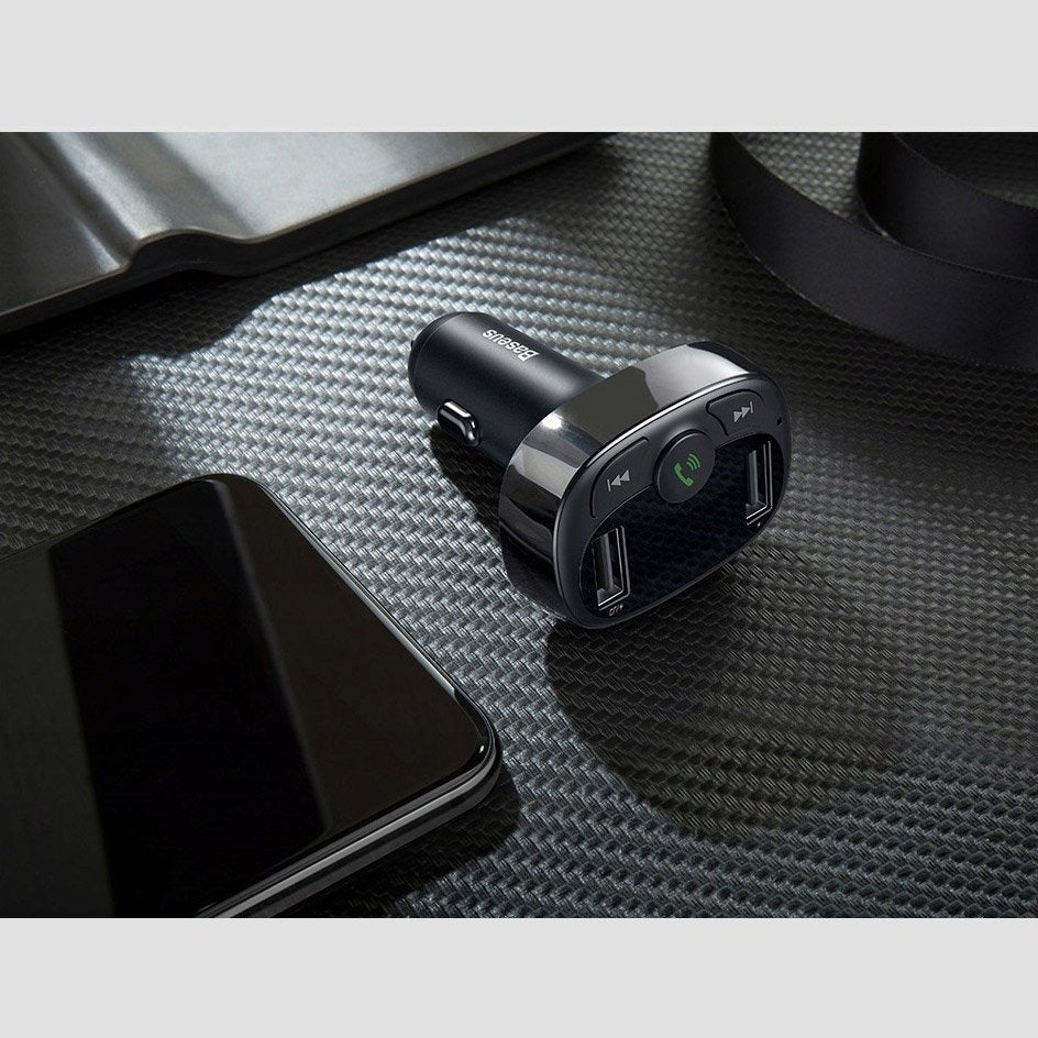 Baseus Car Bluetooth MP3 FM Transmitter Charger ( Micro SD+ DUAL USB charging) - Black