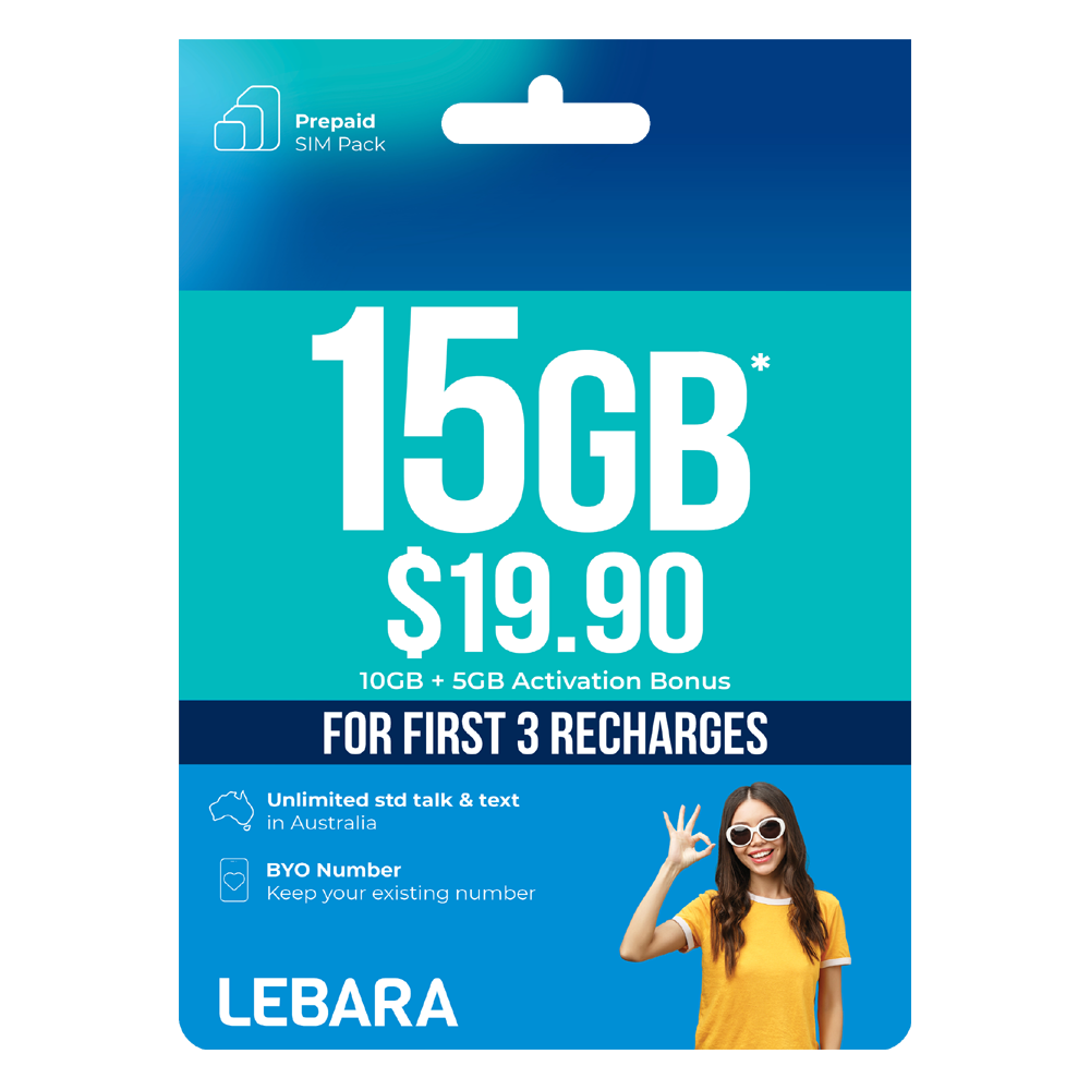Lebara $19.90 Starter Pack PrePaid SIM Card