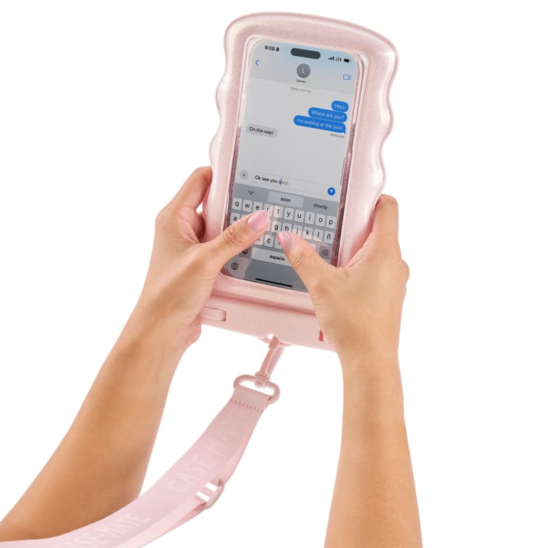 Case-Mate Wavy Waterproof Floating Pouch Large - Ballet Pink Twinkle