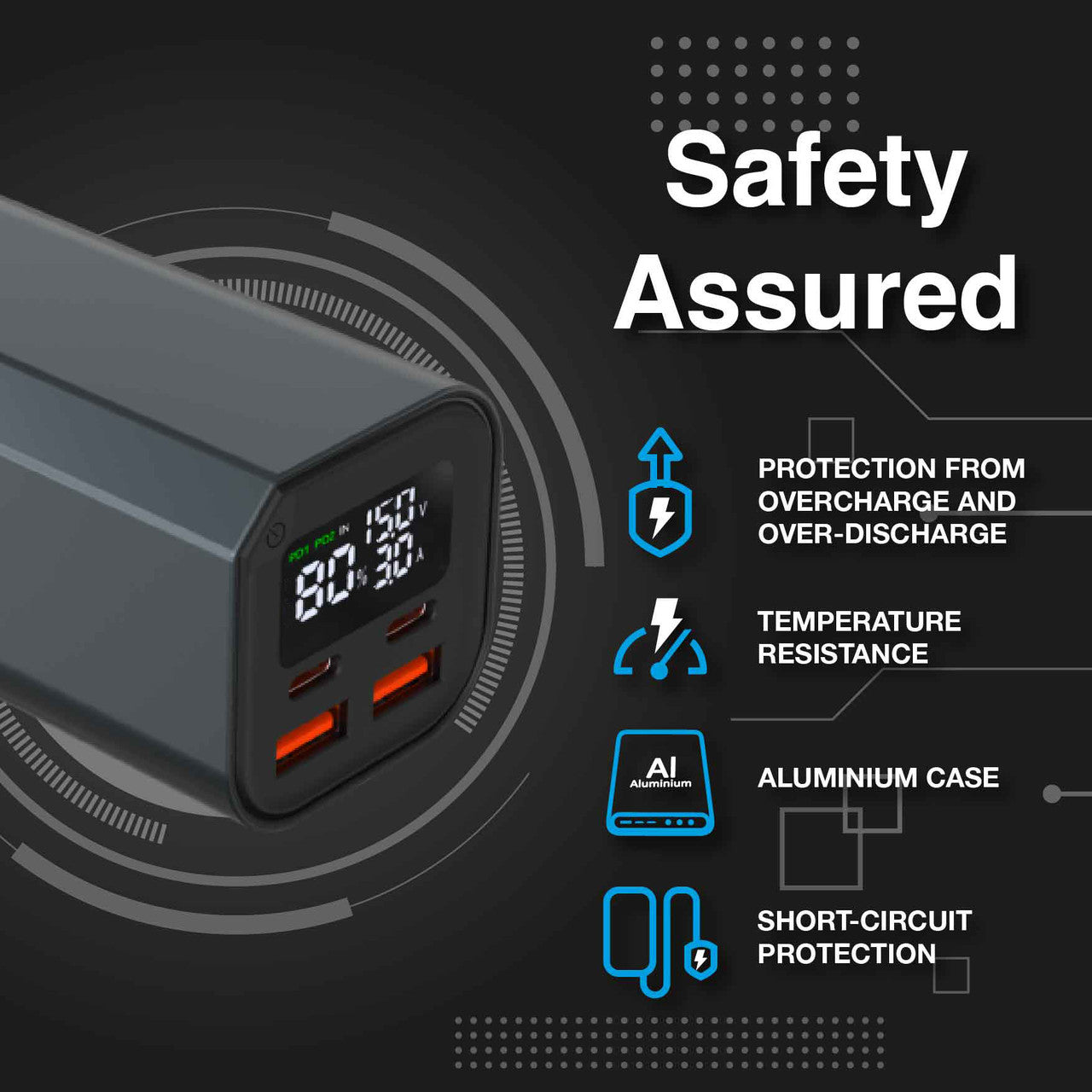 Laser 20,000mAh 100W PD Laptop Power Bank - Black