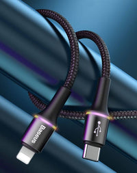 Thumbnail for Baseus Halo USB-C to Lightning 20W  Cable Cord 1M - Black