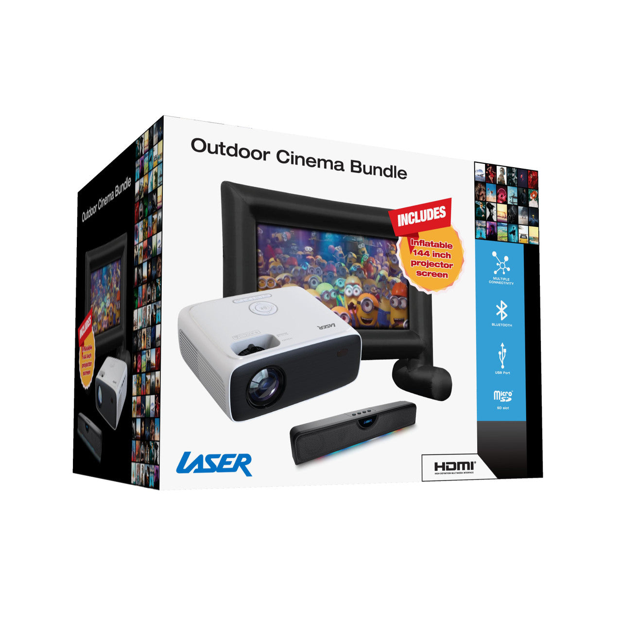 Laser Outdoor Cinema: Full HD Projector, 144" Screen & Soundbar