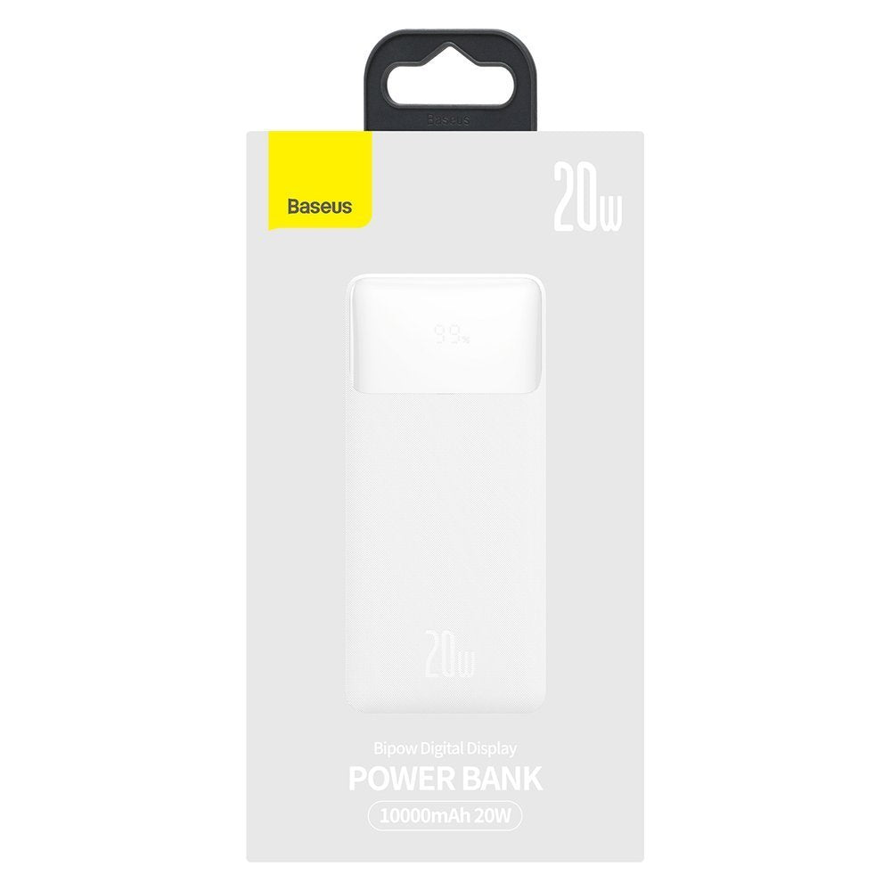 Baseus 20W 10000mAh Bipow Digital Display Power bank - White