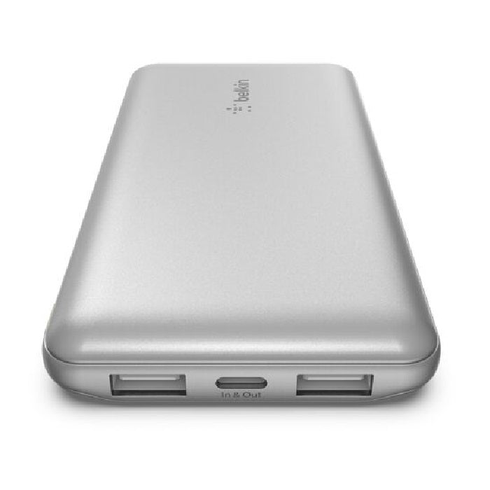 Belkin BoostCharge 10K Power Bank+USB-A to USB-C Cable- Silver