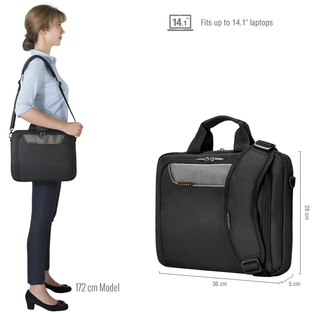 Everki 14.1" Advance Compact Briefcase - Black