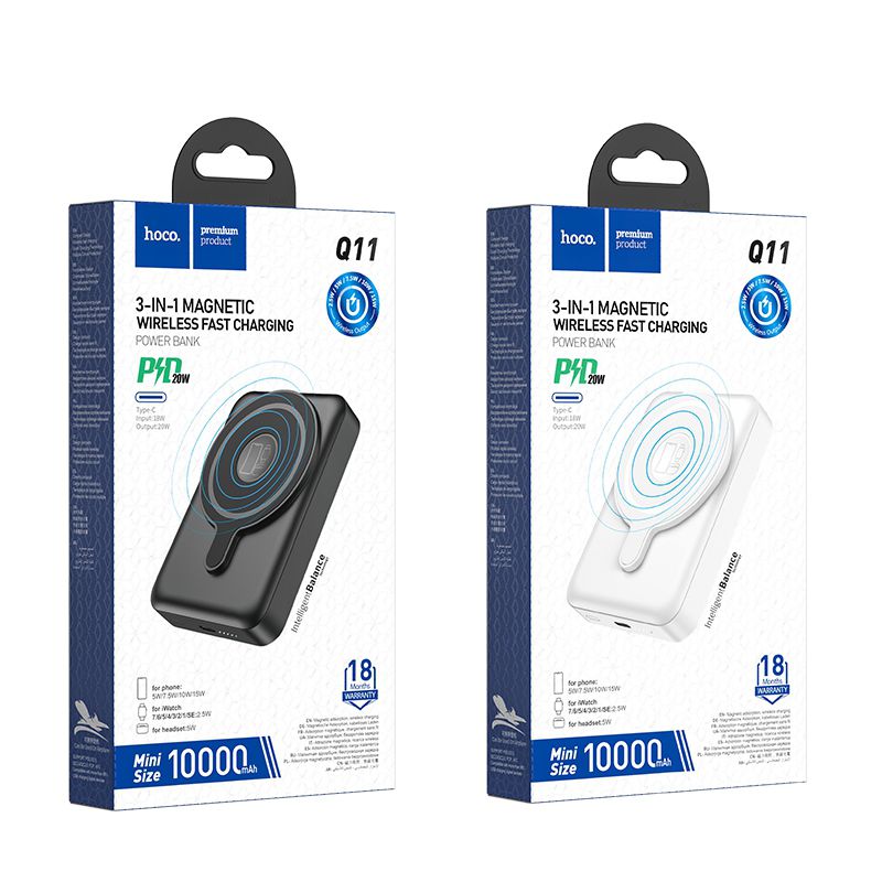 Hoco Q11 10000mAh 3in1 Wireless Charging Power bank iWatch+iPhone+AirPods -White