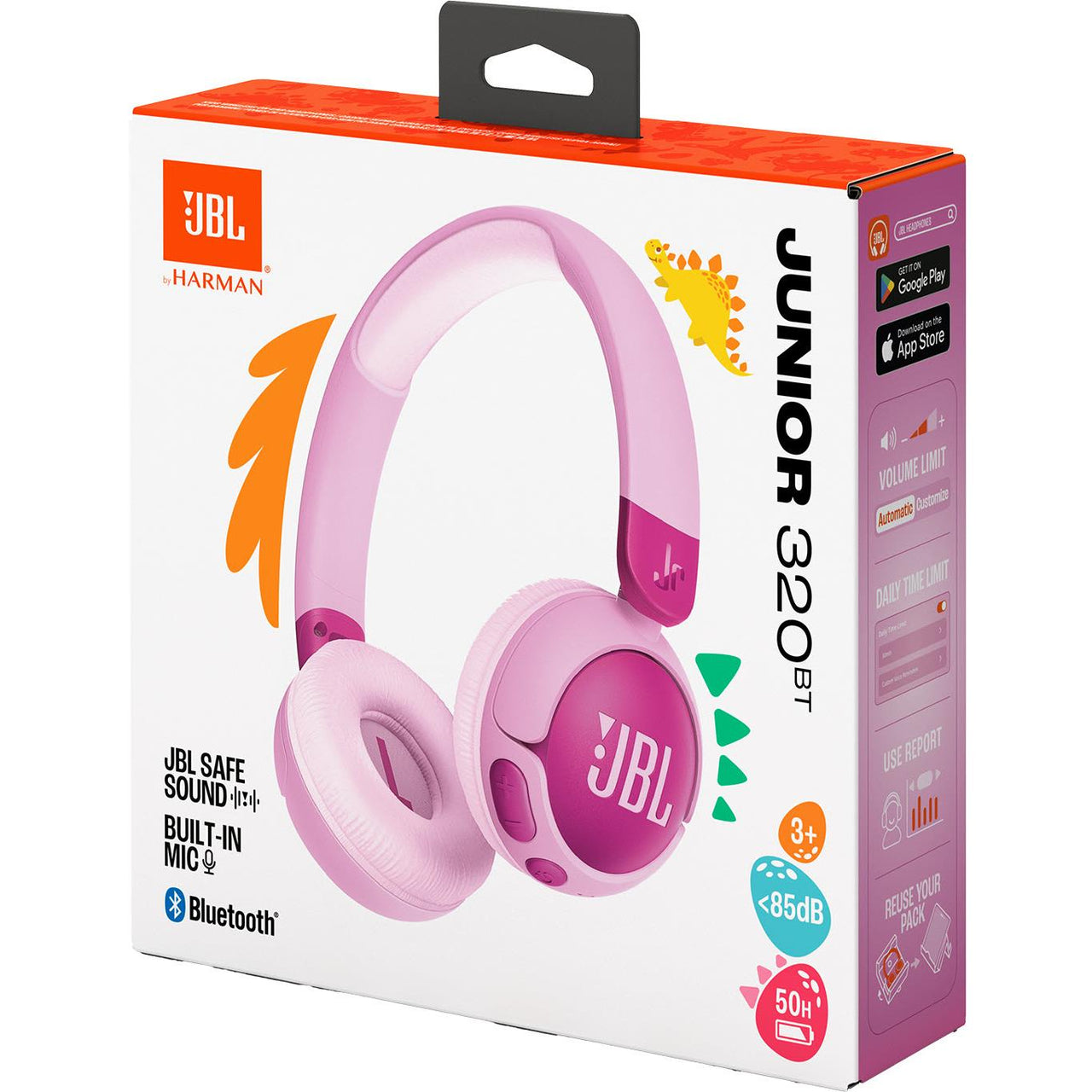 JBL JUNIOR JR320BT Wireless Bluetooth On-Ear Kids Headphones - Purple Pink
