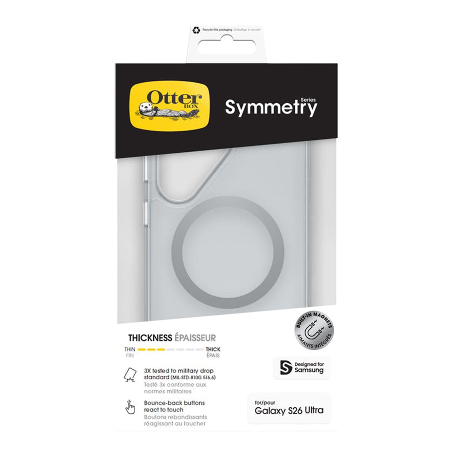 OtterBox Symmetry Case with Magnets Suits for Samsung Galaxy S26 Ultra - Clear