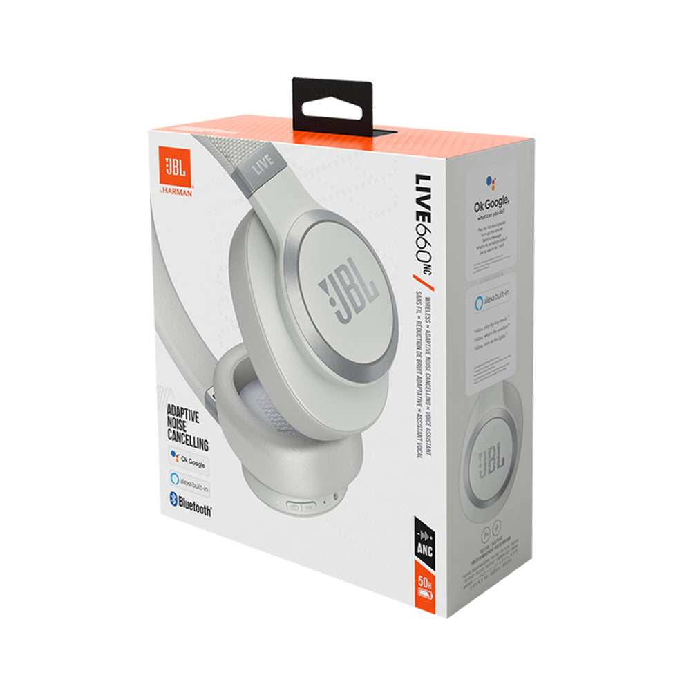 JBL Live 660NC Noise Cancelling Wireless Over-Ear Headphone - White