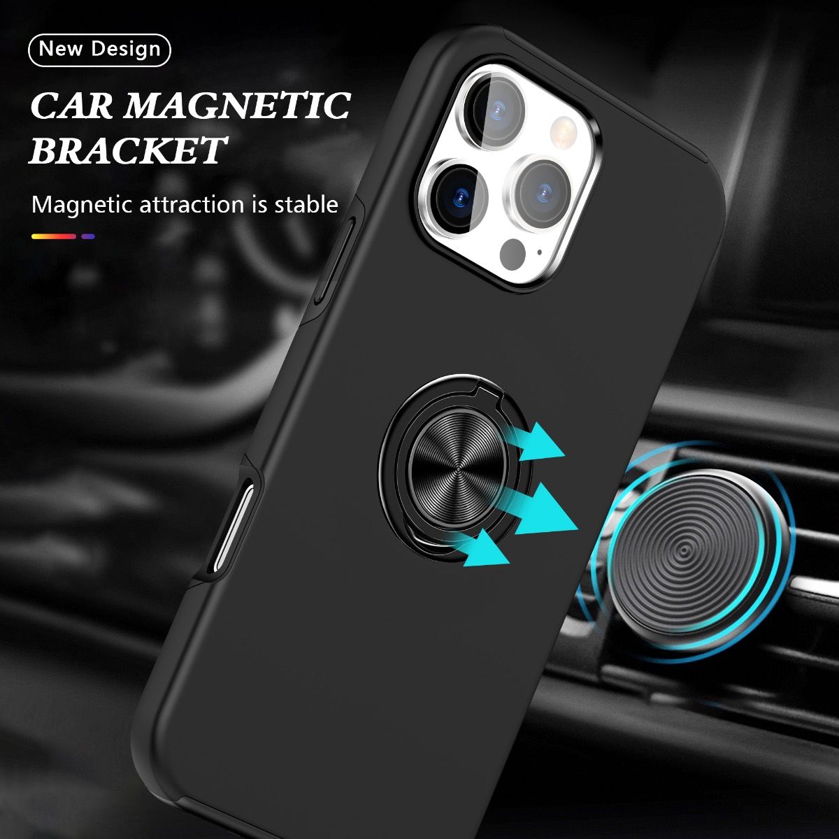 Blacktech Slim Style Magnetic Ring Stand with Case for Samsung Galaxy S26 Ultra - Black