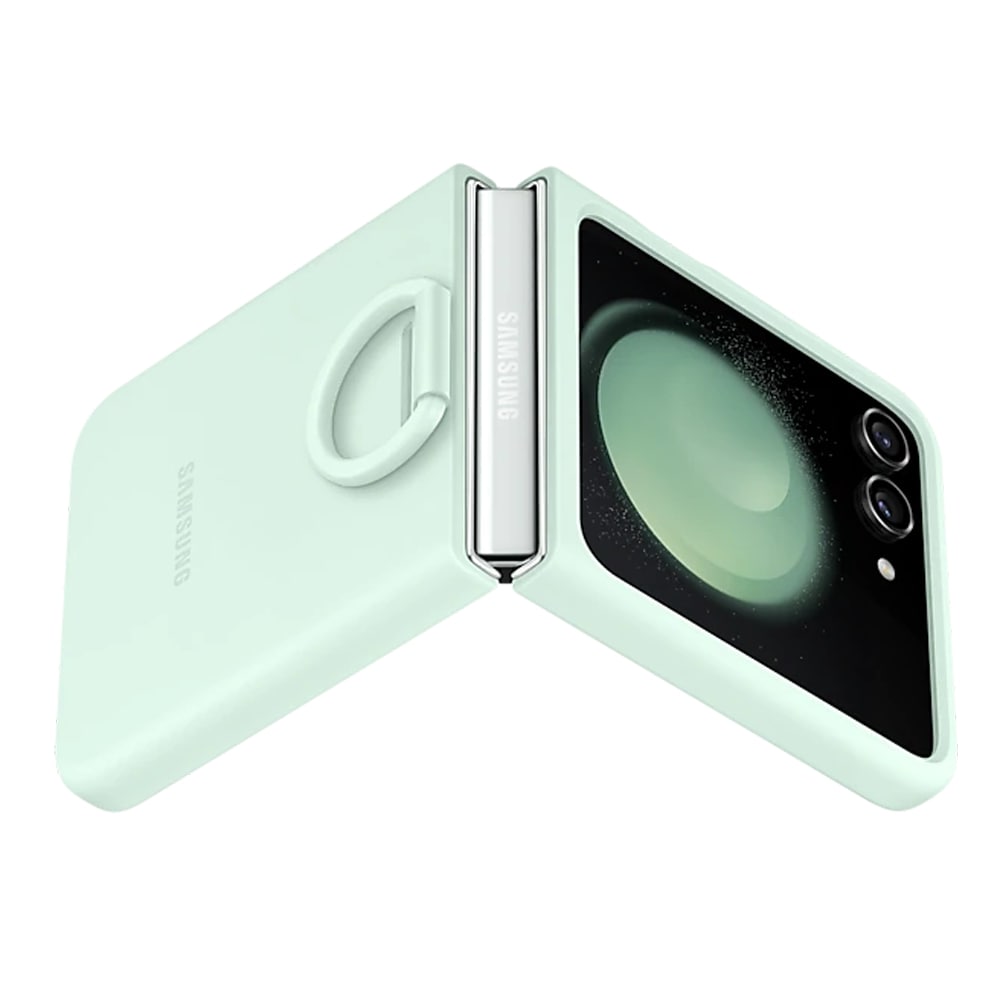 Samsung Silicone Case with Ring for Galaxy Z Flip5 - Ocean Green