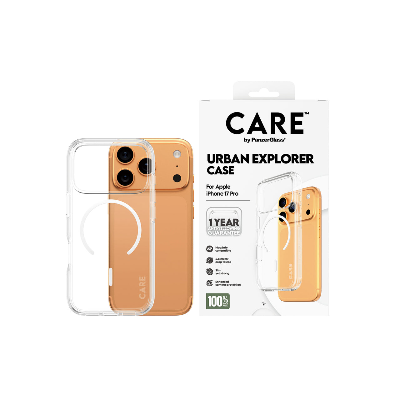 PanzerGlass CARE by Urban Explorer Magsafe Case for iPhone 17 Pro - Clear/White