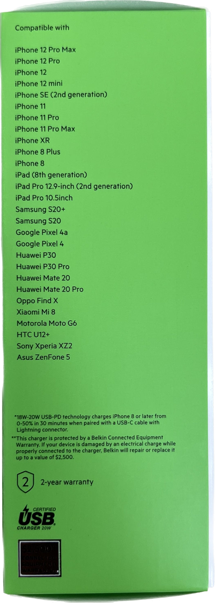 Belkin 20W USB-C PD Wall BoostCharger for Apple, Samsung + Universal - White