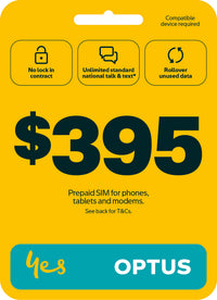 Optus $395 Prepaid 365 Day Phone SIM Longexpiry 350GB Card