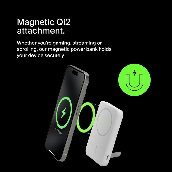 Belkin BoostCharge Pro Magnetic Magsafe Power Bank 8000mAh with Qi2 + Stand- Black