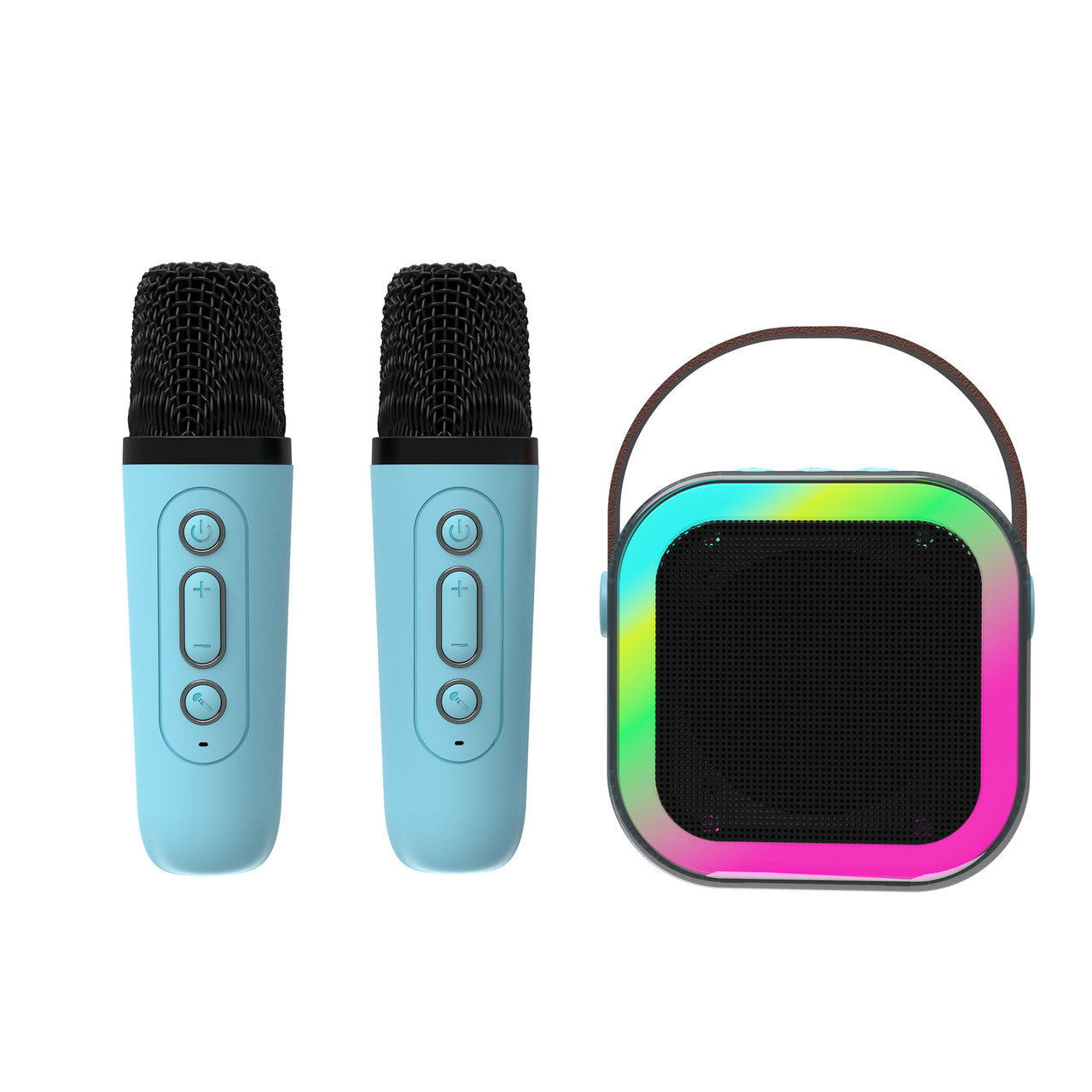 Laser Mini Karaoke Speaker 2 Wireless Mics- Blue