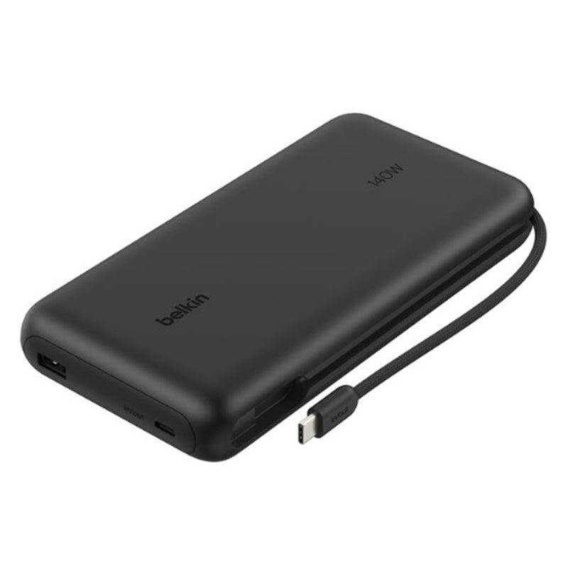 Belkin UltraCharge Pro 25K mAh Laptop Power Bank w/ 140W Integrated USB-C Cable(35CM) - Black
