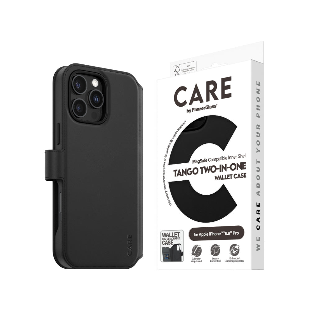 Panzerglass CARE Tango Wallet Case for iPhone 16 Pro Max - Black