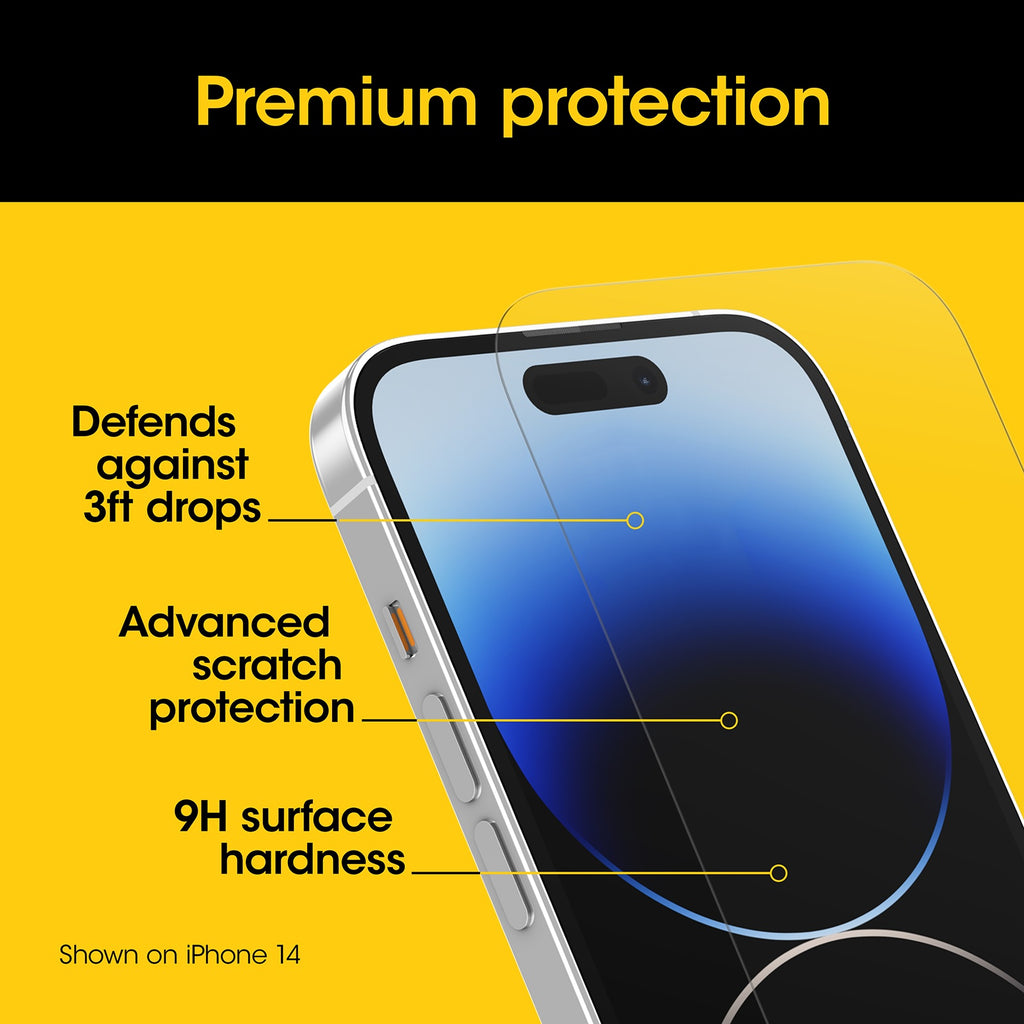 OtterBox Premium Pro Glass Antimicrobial AntiBlue Light Screen Protector for Apple iPhone 15 Pro Max (6.7') - Clear