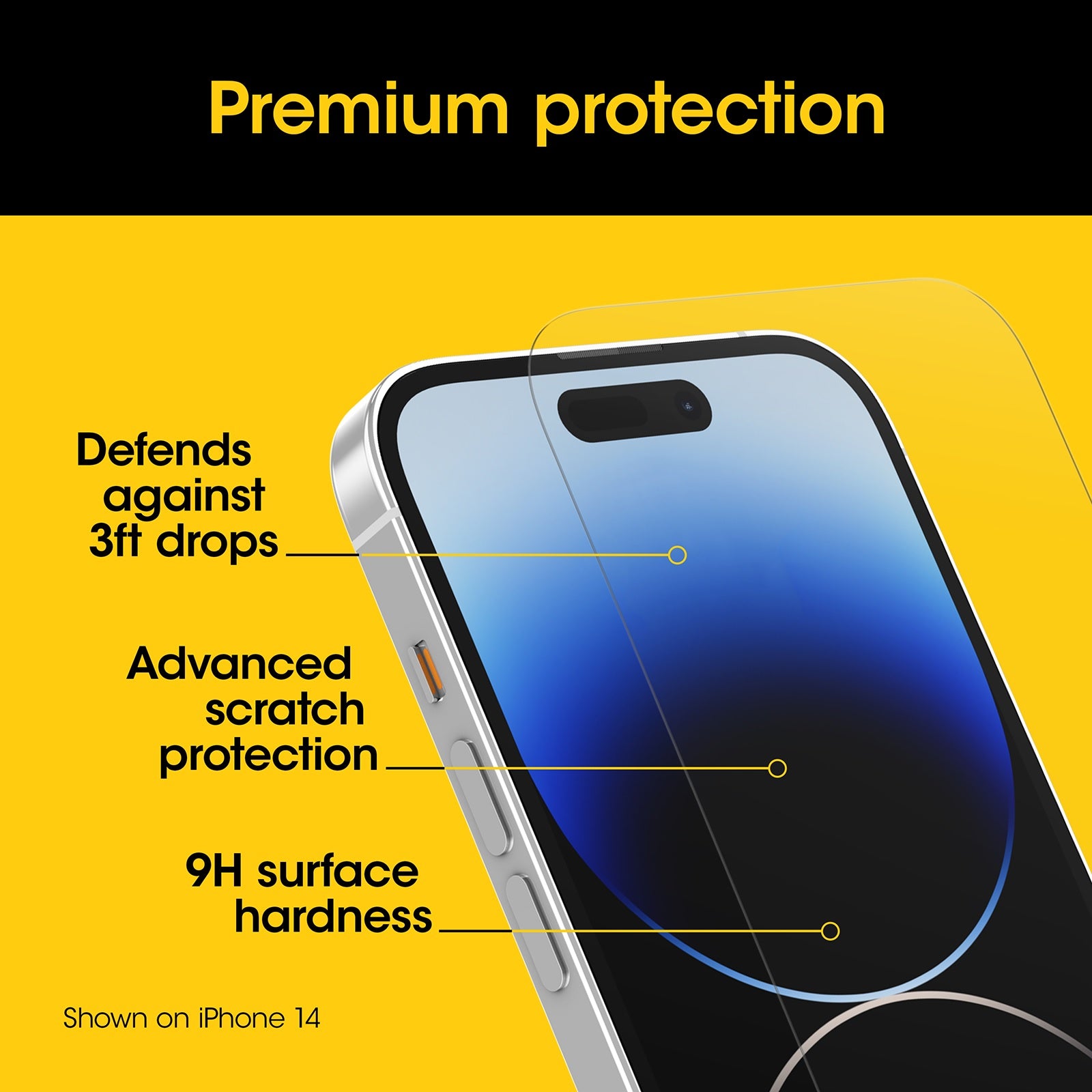 OtterBox Premium Pro Glass Antimicrobial AntiBlue Light Screen Protector for Apple iPhone 15 Pro Max (6.7') - Clear