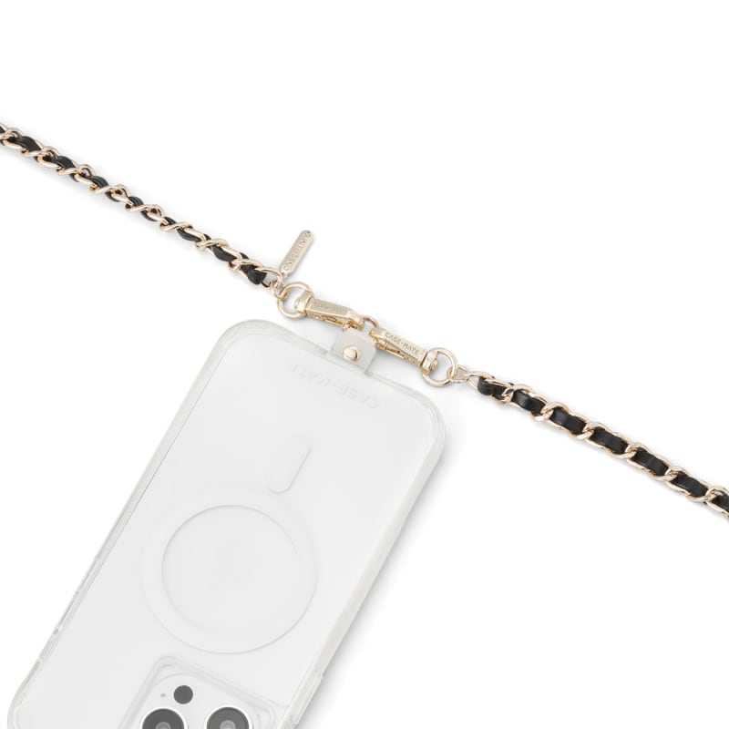 Case-Mate Phone Crossbody Gold Chain and Black Leather