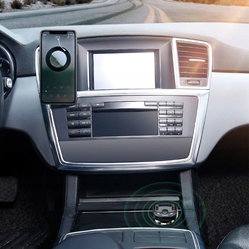 Baseus Car Bluetooth MP3 FM Transmitter Charger ( Micro SD+ DUAL USB charging) - Black