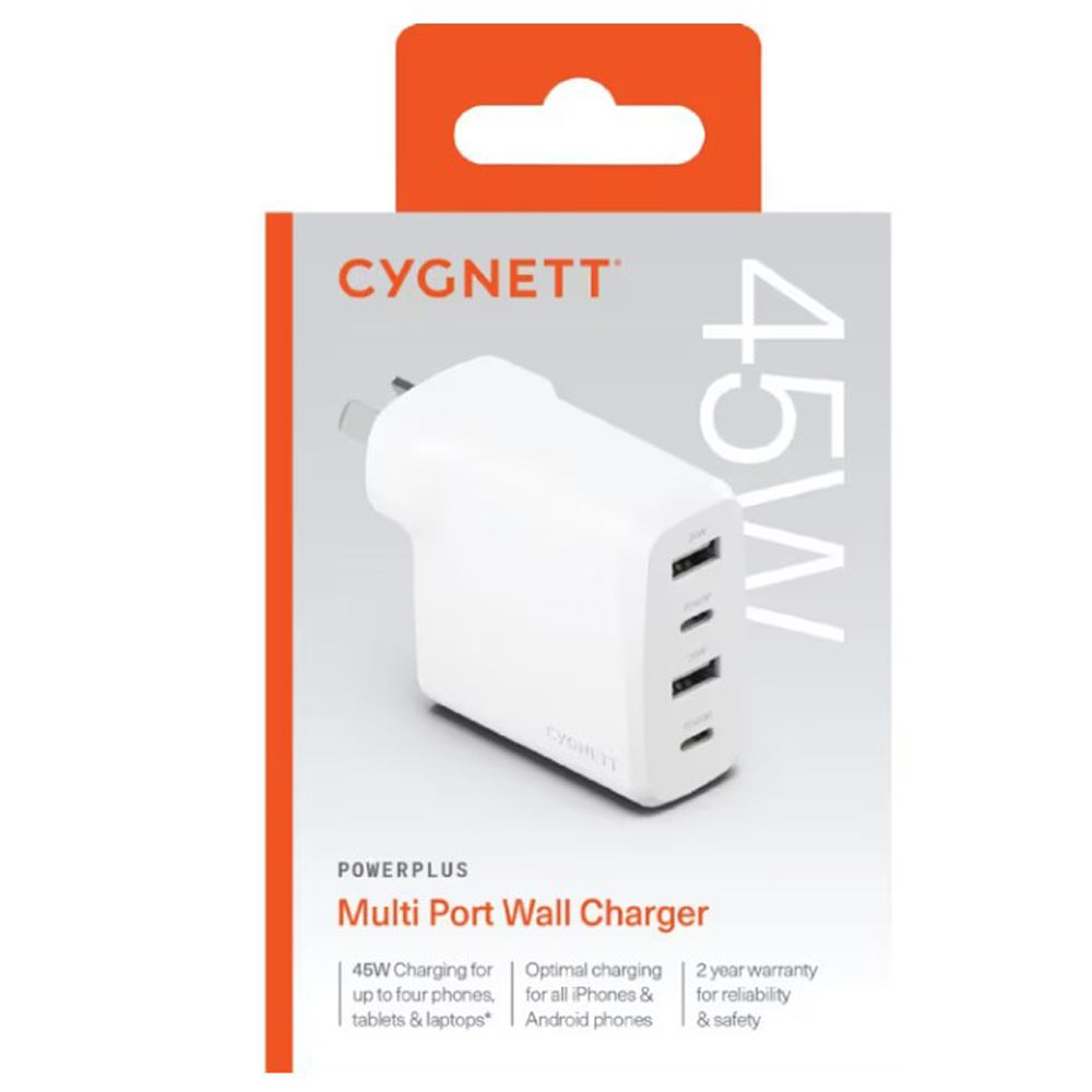 Cygnett PowerPlus 45W Multi-Port AC Charger - White