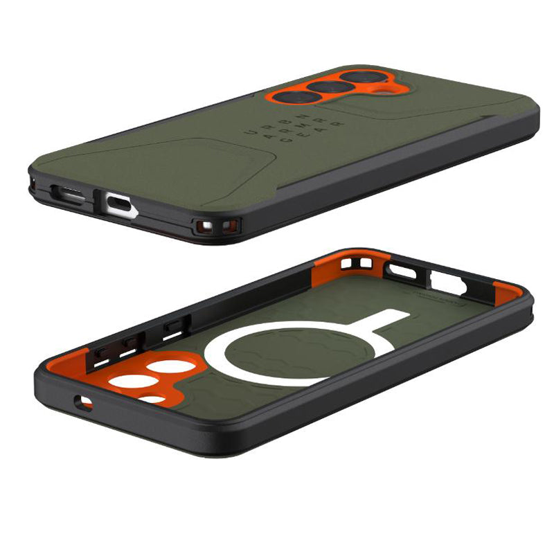 UAG Civilian Magnet Case for Samsung Galaxy S25 - Olive Drab/Orange