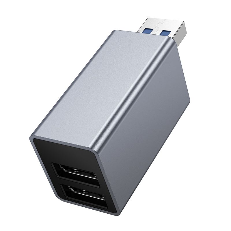 HOCO HB54 3-in-1 Converter [USB A to USB2.0 x2 & USB 3.0] - Metal Grey