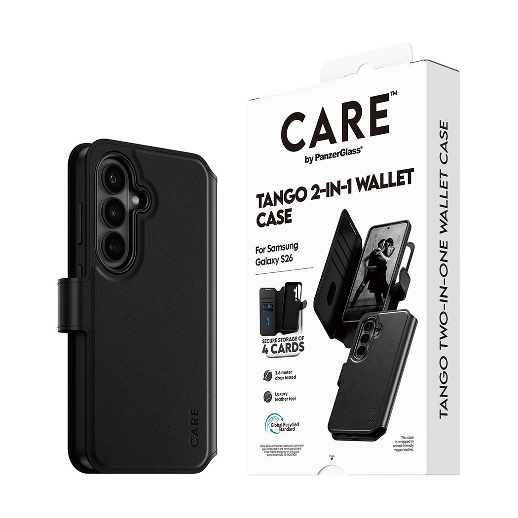 PanzerGlass Care Tango Wallet Case for Samsung Galaxy S26 - Black