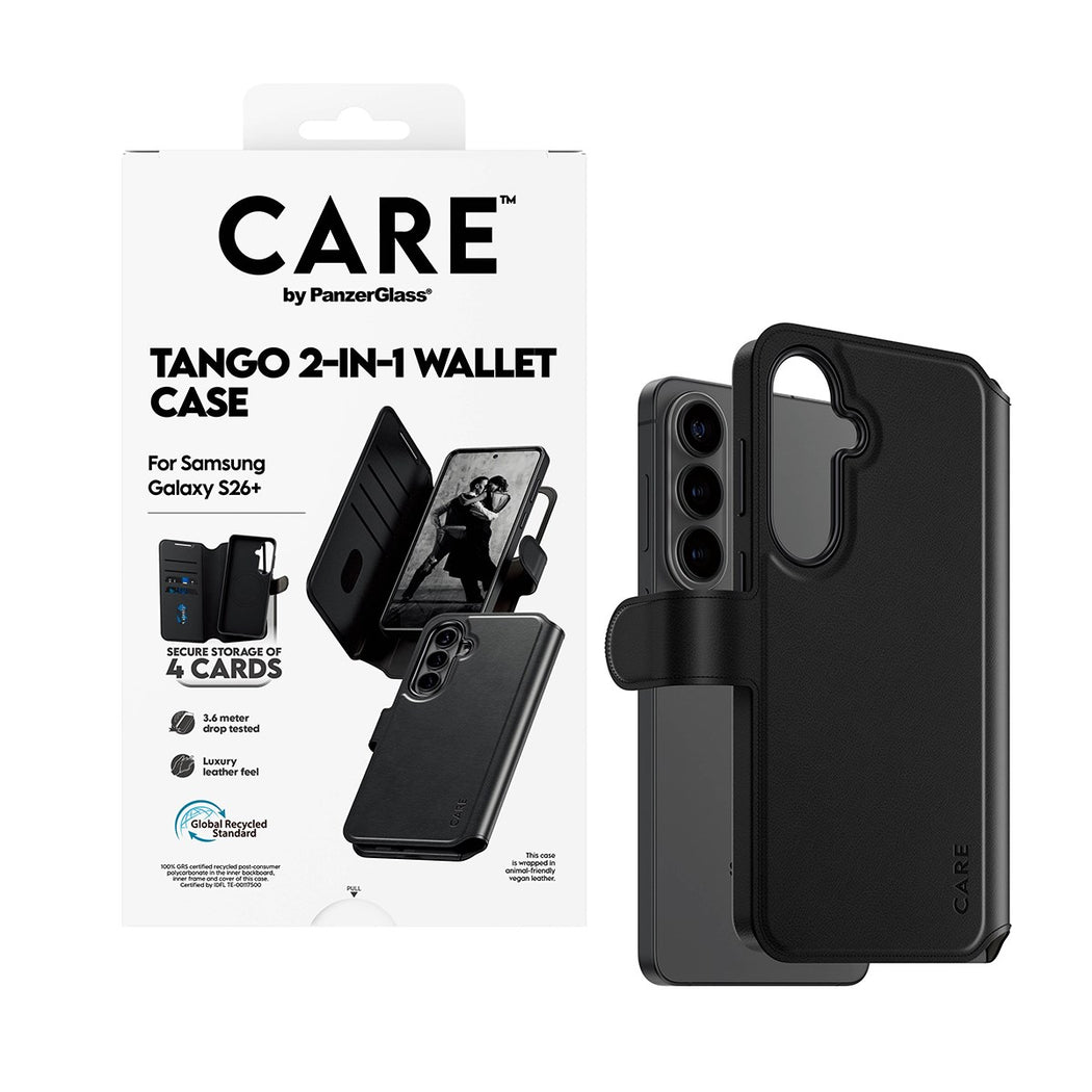 PanzerGlass Care Tango Wallet Case for Samsung Galaxy S26+ - Black