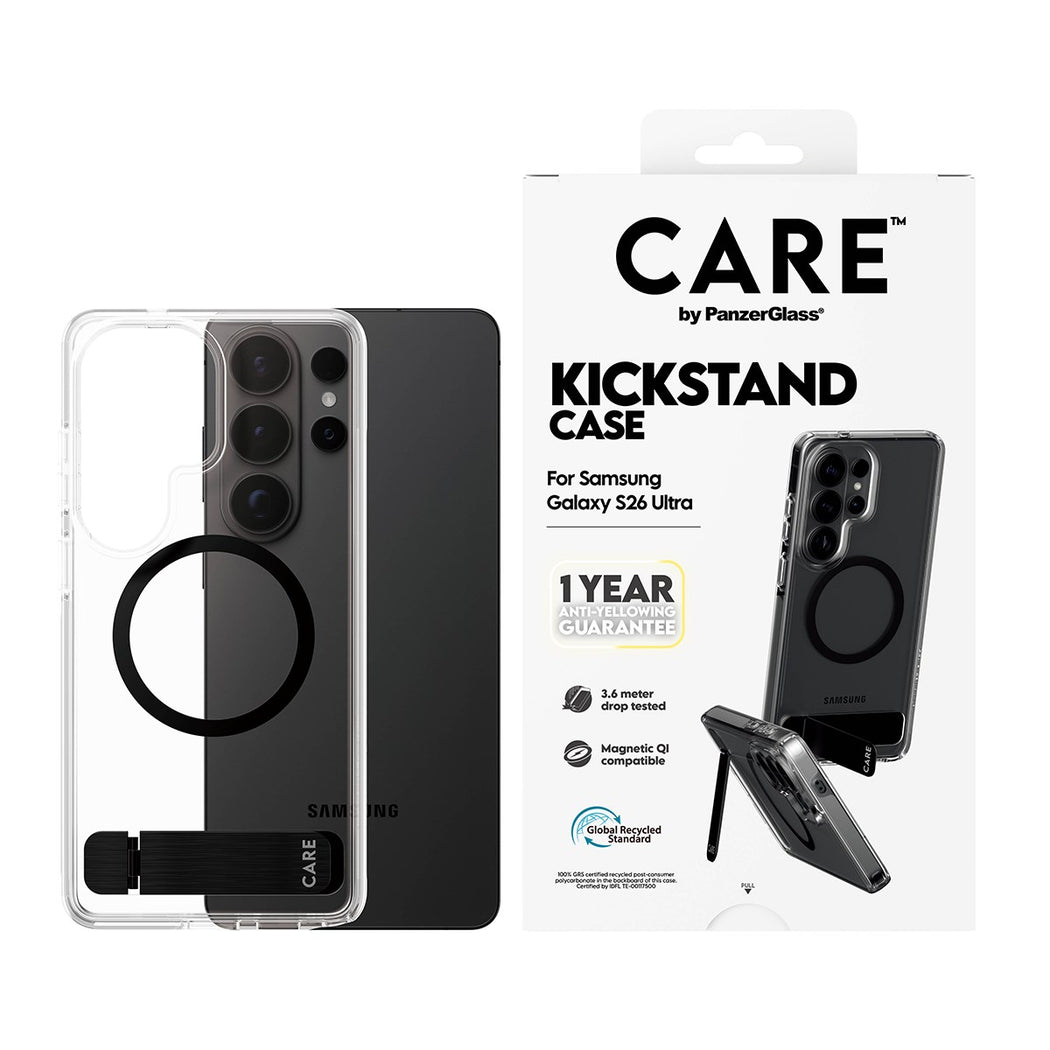 PanzerGlass Care Kickstand & Qi  for Samsung Galaxy S26 Ultra - Clear/Black