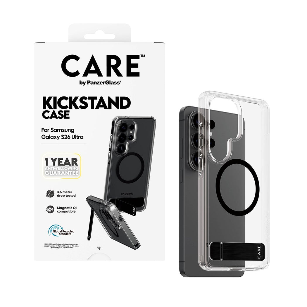 PanzerGlass Care Kickstand & Qi  for Samsung Galaxy S26 Ultra - Clear/Black