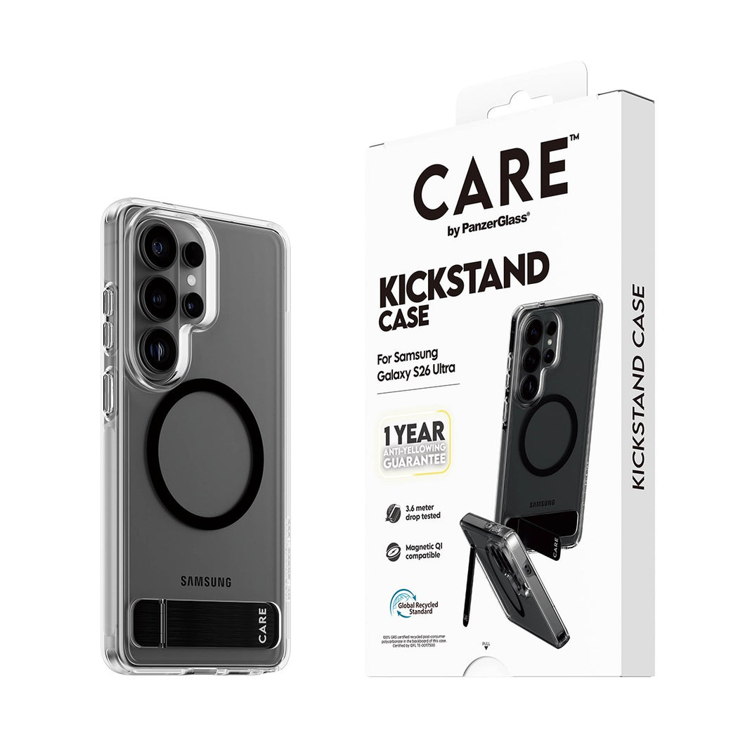 PanzerGlass Care Kickstand & Qi  for Samsung Galaxy S26 Ultra - Clear/Black