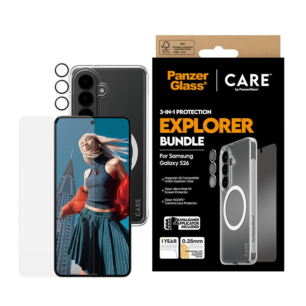 PanzerGlass Care 3-in-1 Bundle for Samsung Galaxy S26 - Clear