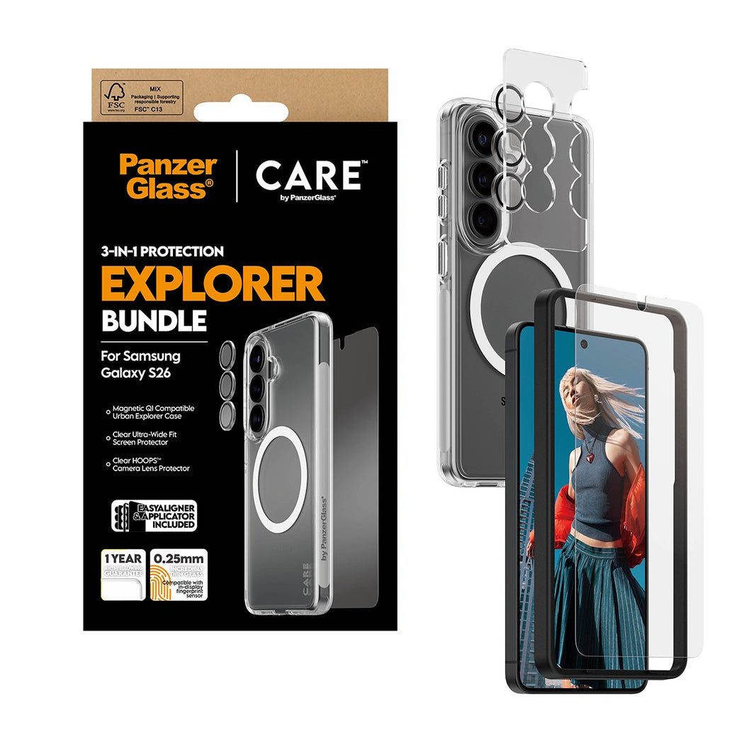 PanzerGlass Care 3-in-1 Bundle for Samsung Galaxy S26 - Clear
