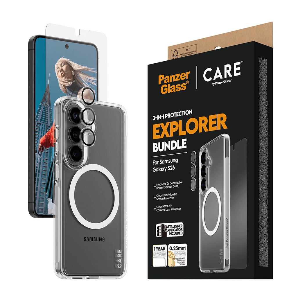 PanzerGlass Care 3-in-1 Bundle for Samsung Galaxy S26 - Clear