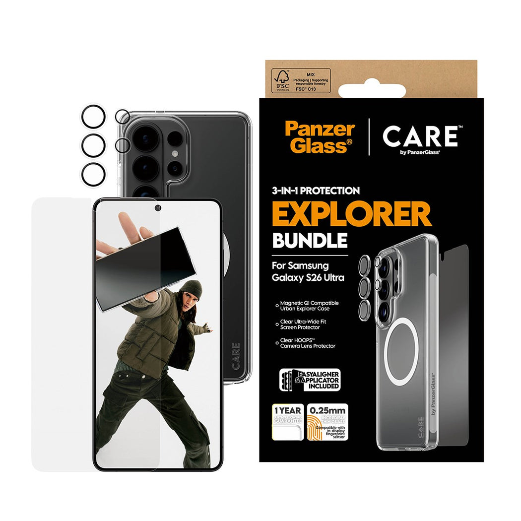 PanzerGlass Care 3-in-1 Bundle for Samsung Galaxy S26 Ultra - Clear