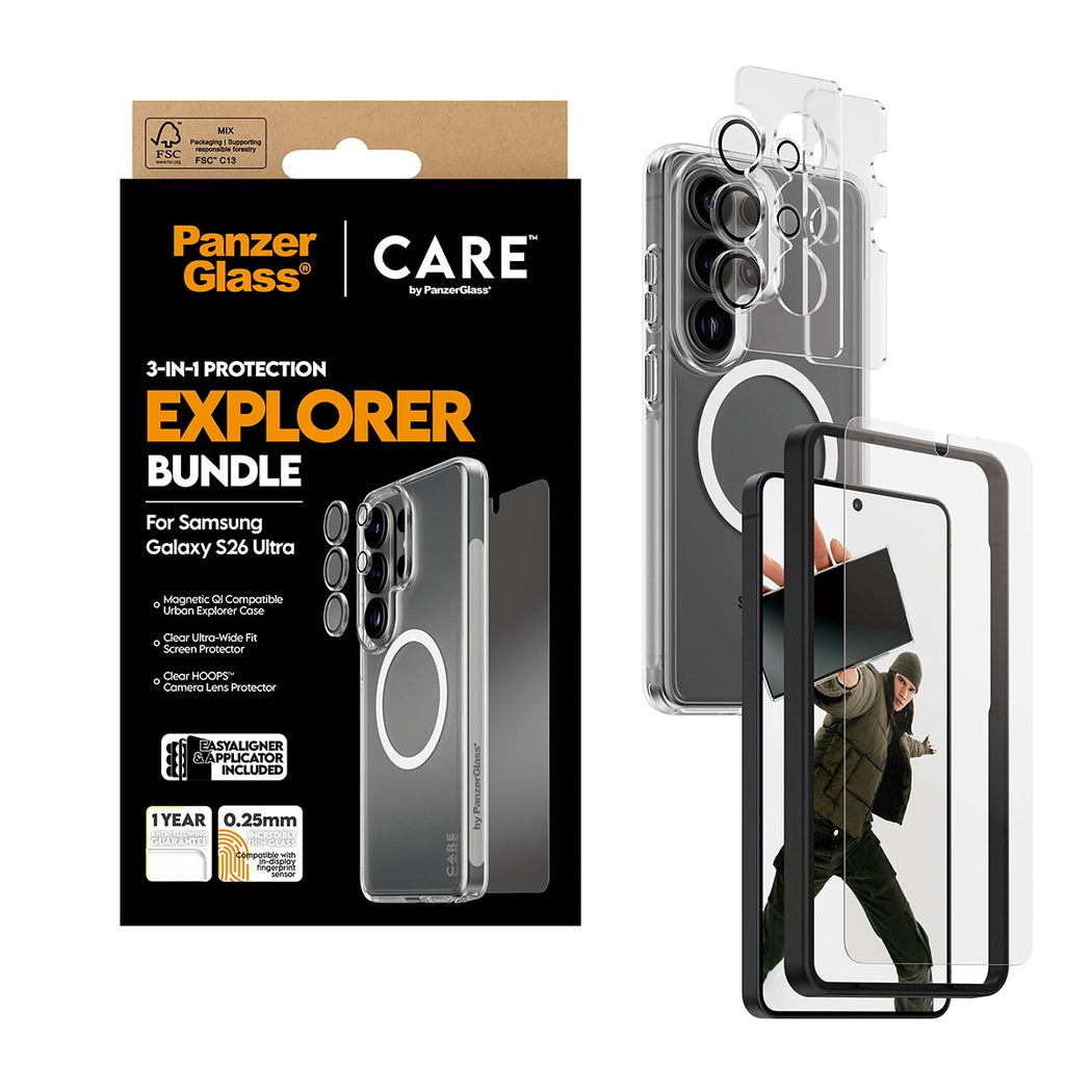 PanzerGlass Care 3-in-1 Bundle for Samsung Galaxy S26 Ultra - Clear