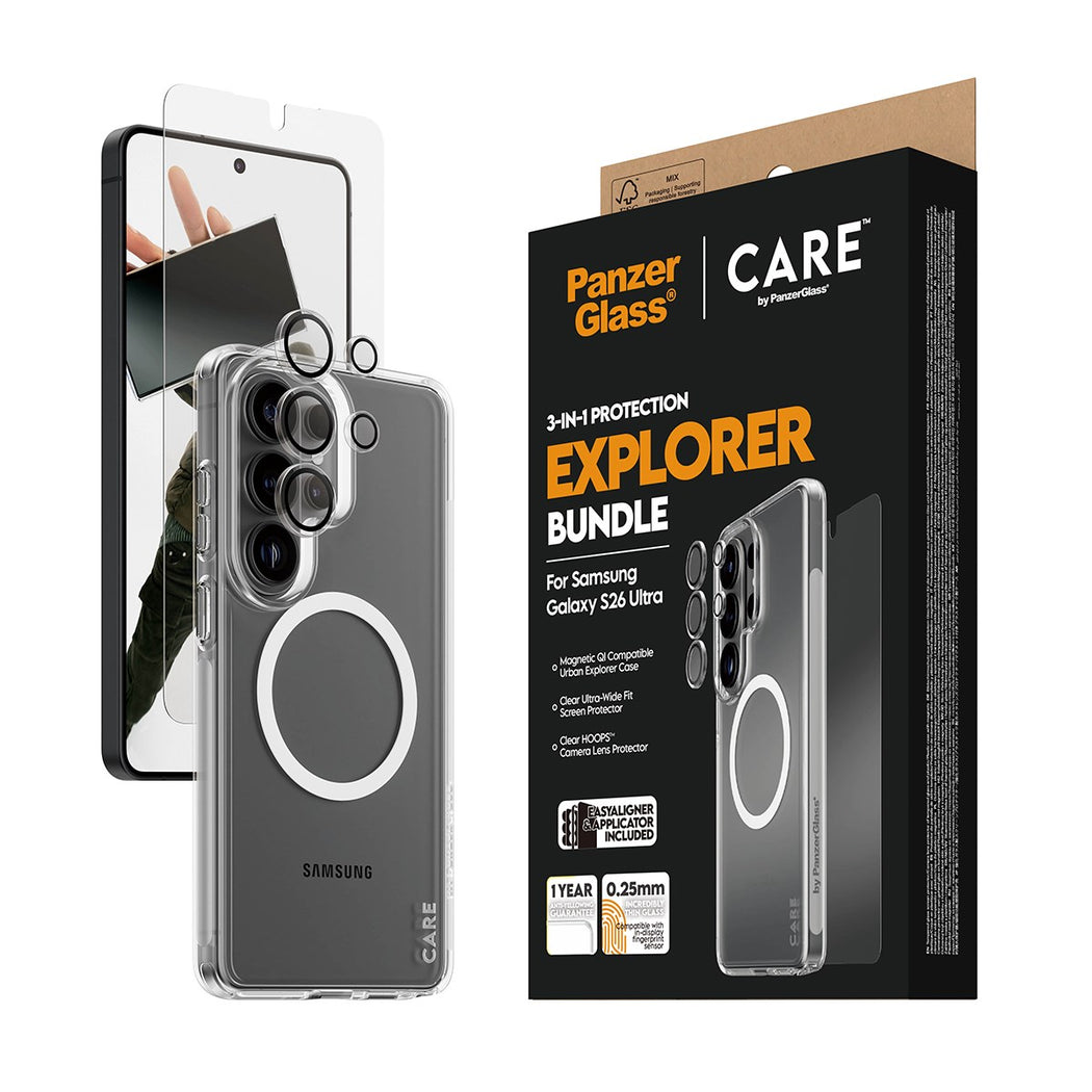 PanzerGlass Care 3-in-1 Bundle for Samsung Galaxy S26 Ultra - Clear