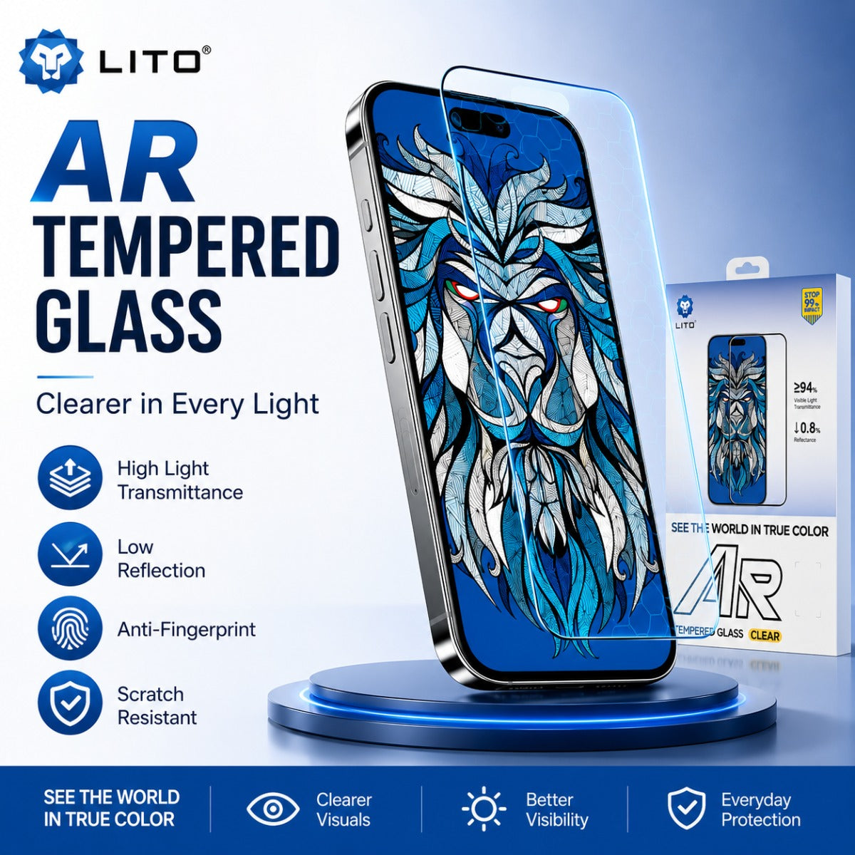 LITO LDG066 AR Anti-reflectance Tempered Glass for iPhone 16 Pro Max / 17 Pro Max - Black