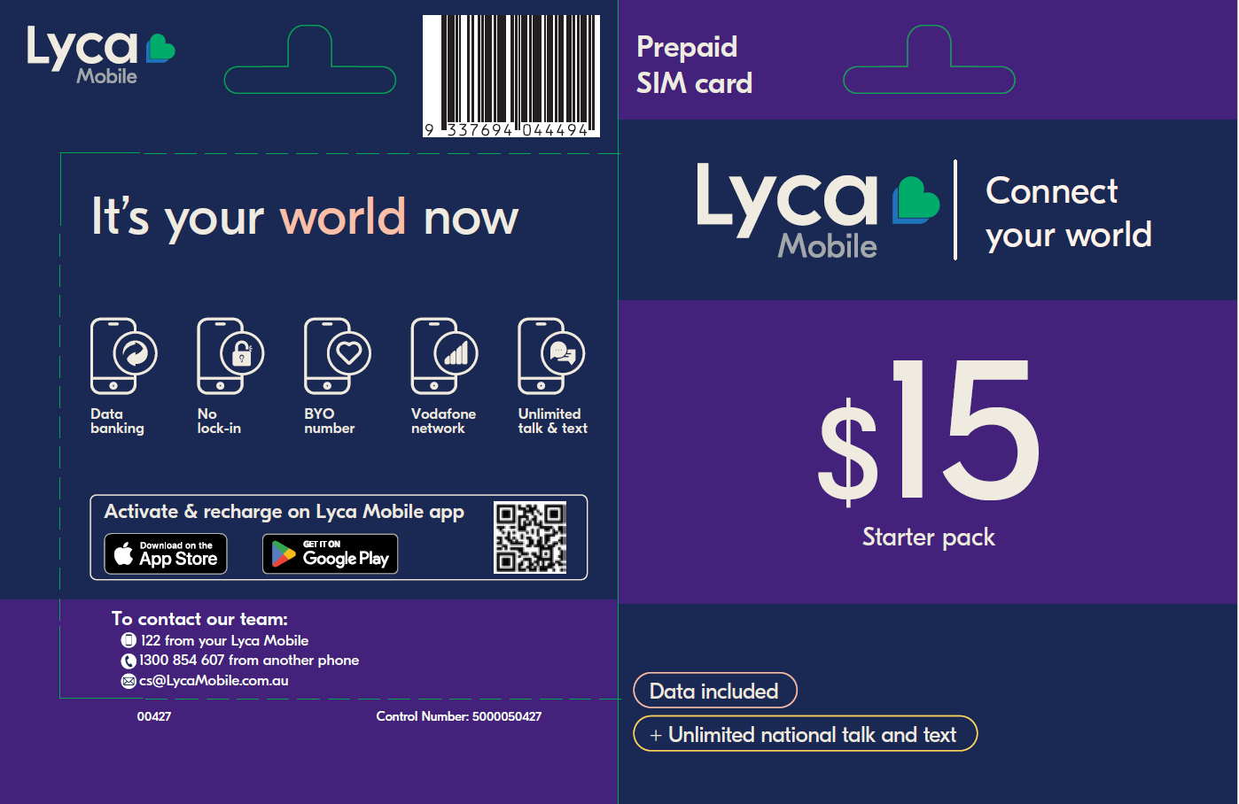 LycaMobile Prepaid SIM Card $15