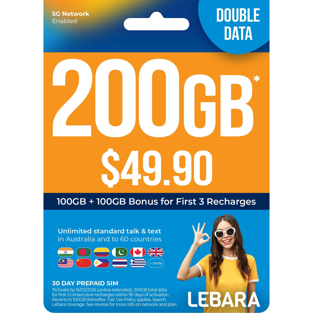 Lebara $49.90 Starter Pack PrePaid SIM Card